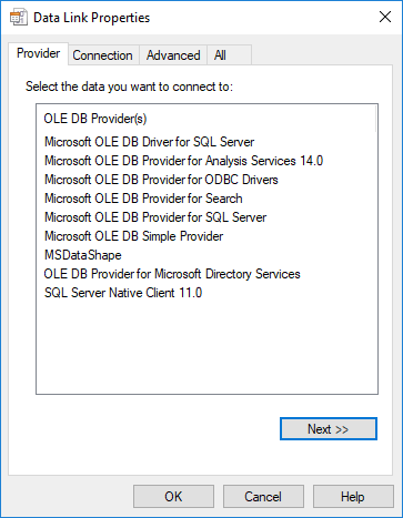 Connectivity drivers available on a Windows client